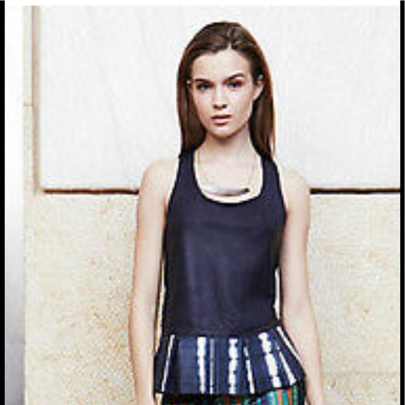 Tops - NWT Anthropologie leather(100%) navy top